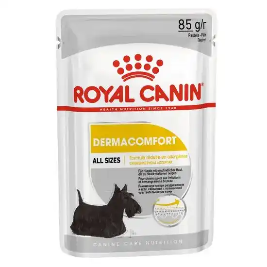 ROYAL CANIN All Sizes Adult Dermacomfort Wet Dog Food Loaf 12 x 85g Pouches 17306