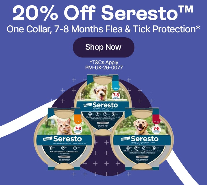 20% Off Seresto. One Collar, 7-8 Months Flea & Tick Protection* Shop Now