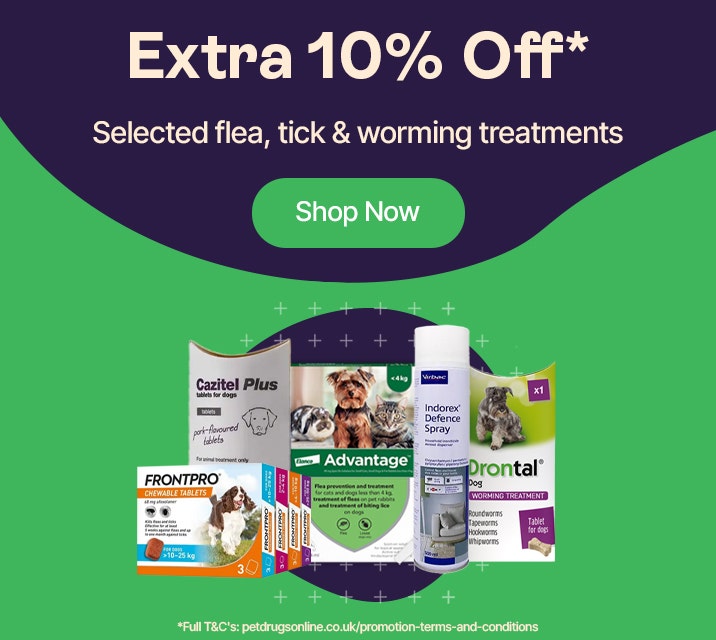 Extra 10% Off* Selected flea, tick & worming treatments