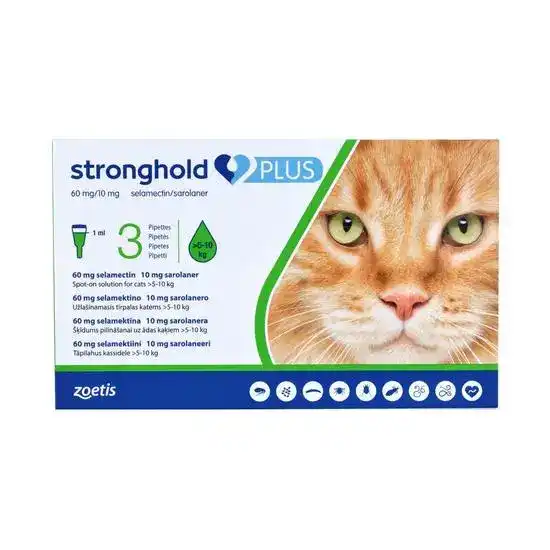Stronghold PLUS Spot On Solution for Large Cats 60mg/10mg (5kg-10kg) 10484