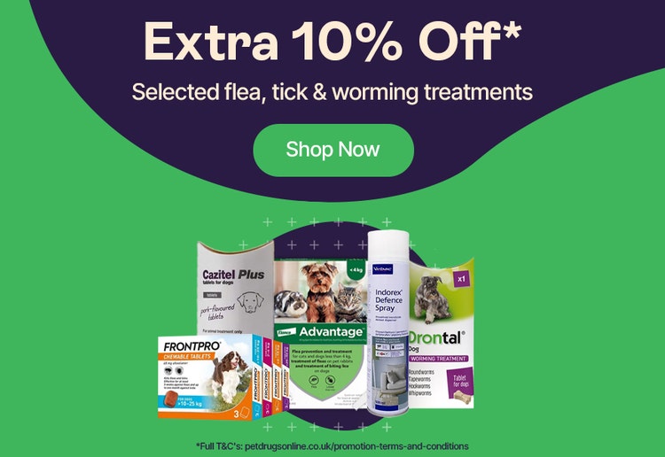 Extra 10% Off* Selected flea, tick & worming treatments