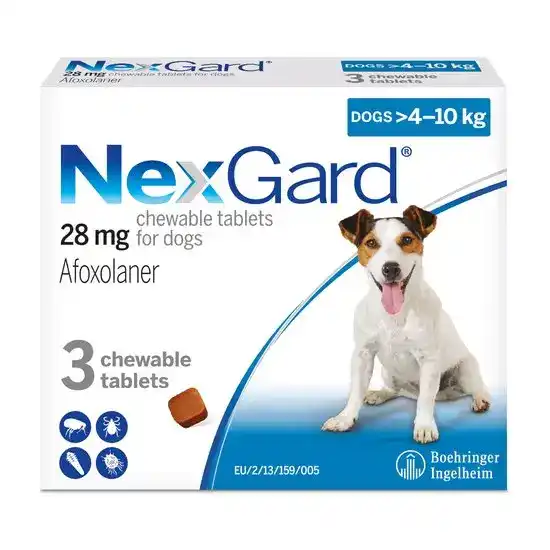 NexGard Chewable Tablets for Medium Dogs 28mg (4kg-10kg) 7727